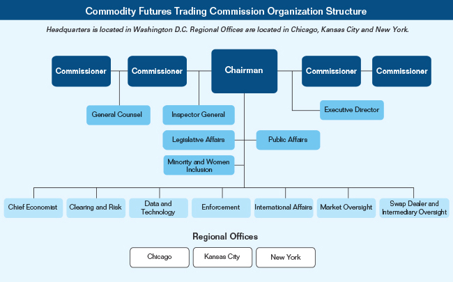 Chart of the Commodity Futures Trading Commission organization structure.