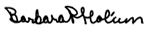Signature of Barbara P. Holum.