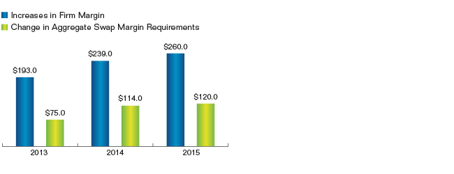 Chart showing the Margin Requirements for fiscal years 2013 to 2015.